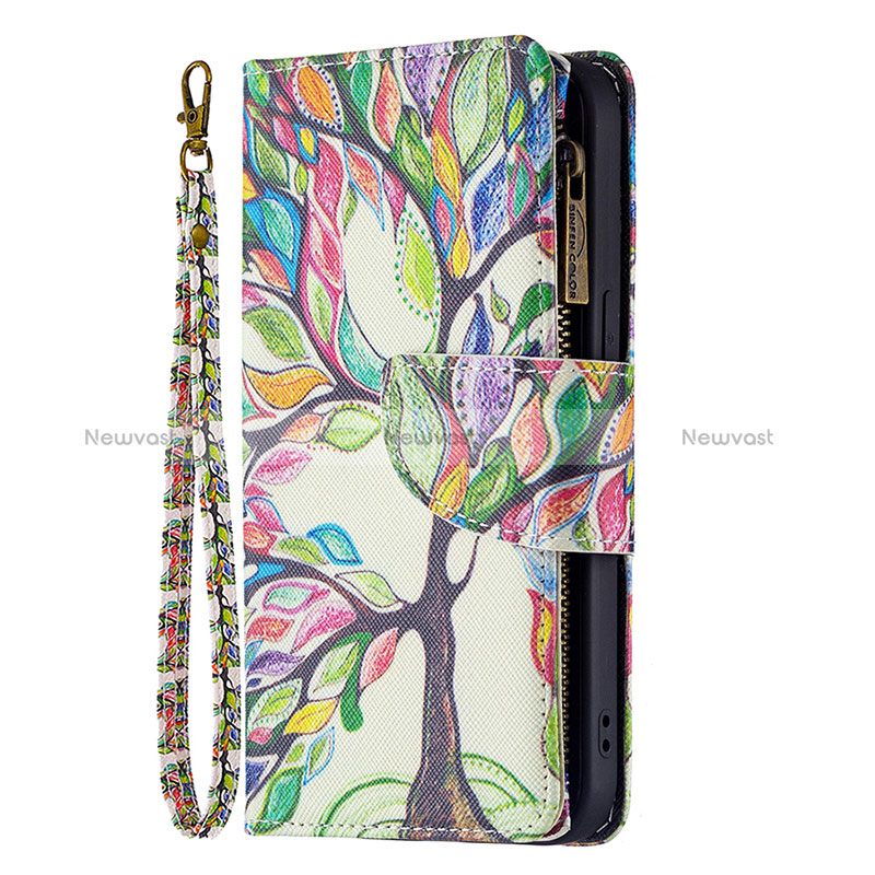 Leather Case Stands Flip Flowers Cover L03 Holder for Apple iPhone 15 Mixed