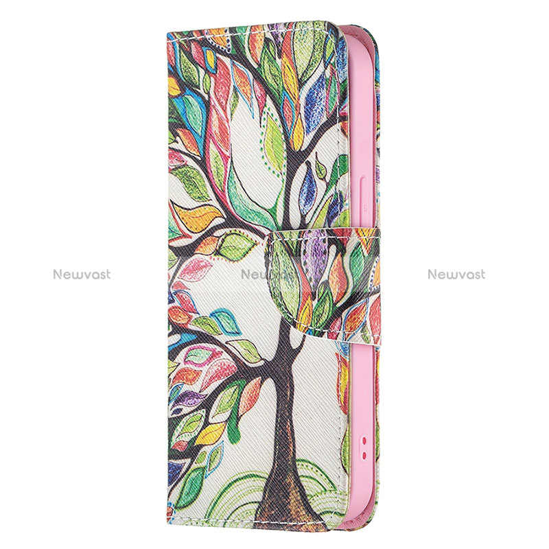 Leather Case Stands Flip Flowers Cover L03 Holder for Apple iPhone 15 Pro Mixed