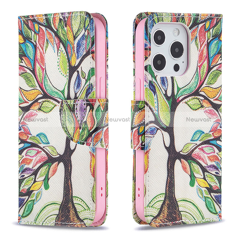 Leather Case Stands Flip Flowers Cover L03 Holder for Apple iPhone 16 Pro Max Mixed