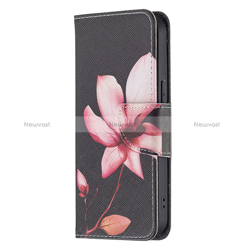 Leather Case Stands Flip Flowers Cover L07 Holder for Apple iPhone 15 Pro Brown