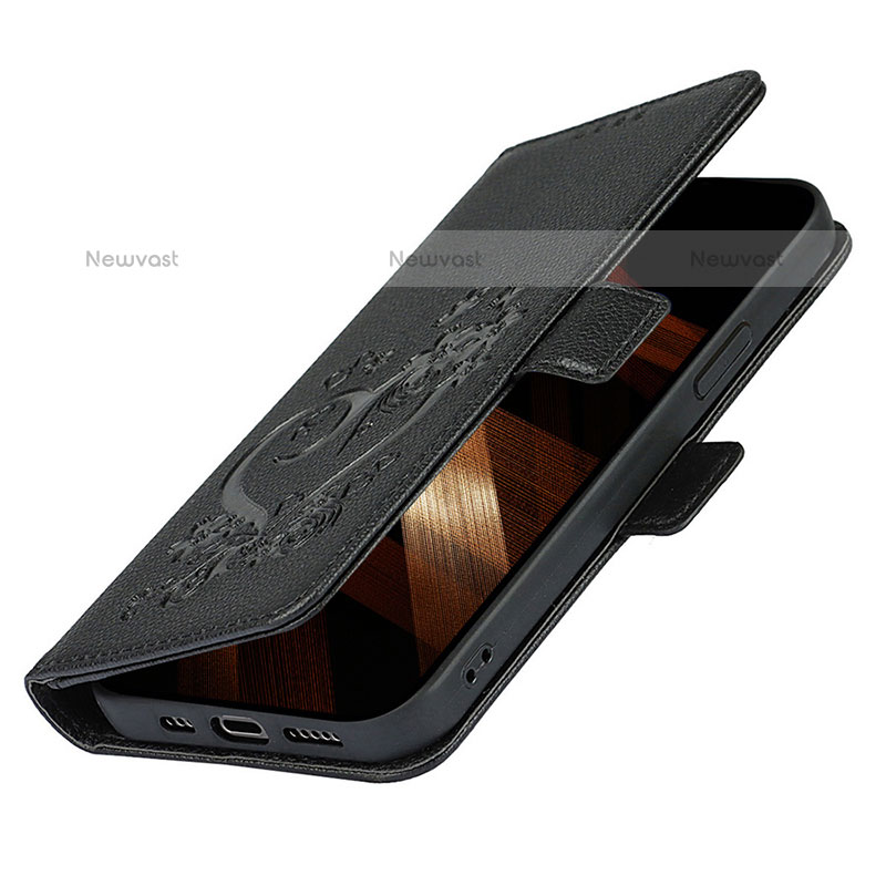 Leather Case Stands Flip Flowers Cover L16 Holder for Apple iPhone 15 Pro