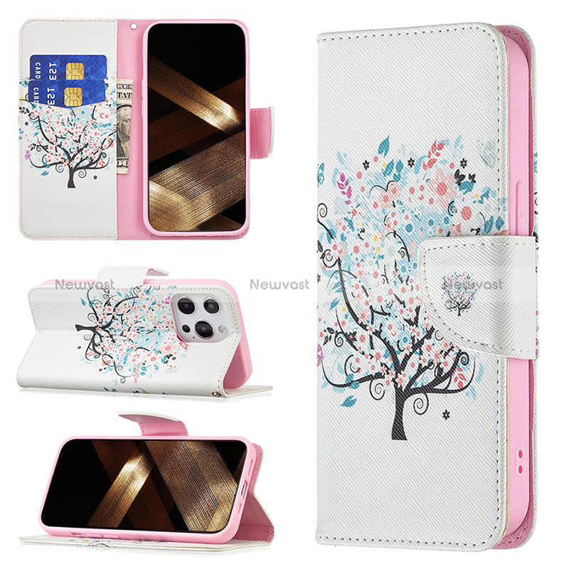 Leather Case Stands Flip Flowers Cover Z02 Holder for Apple iPhone 14 Pro Max Mixed