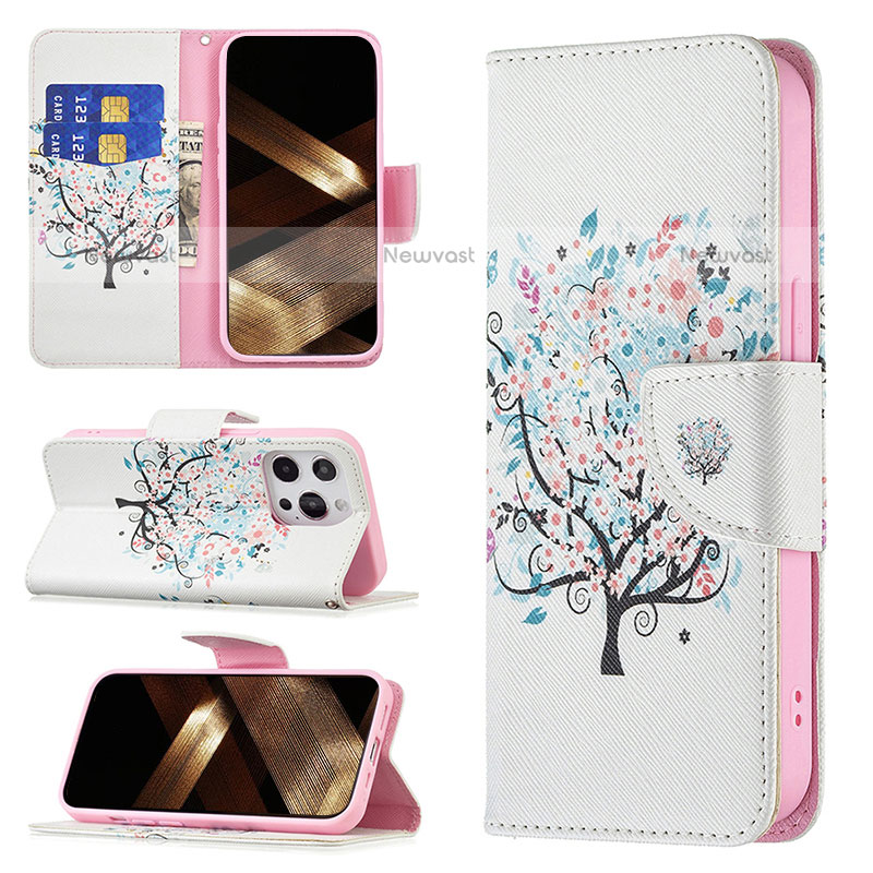 Leather Case Stands Flip Flowers Cover Z02 Holder for Apple iPhone 14 Pro Mixed