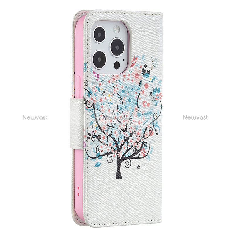 Leather Case Stands Flip Flowers Cover Z02 Holder for Apple iPhone 15 Pro Mixed