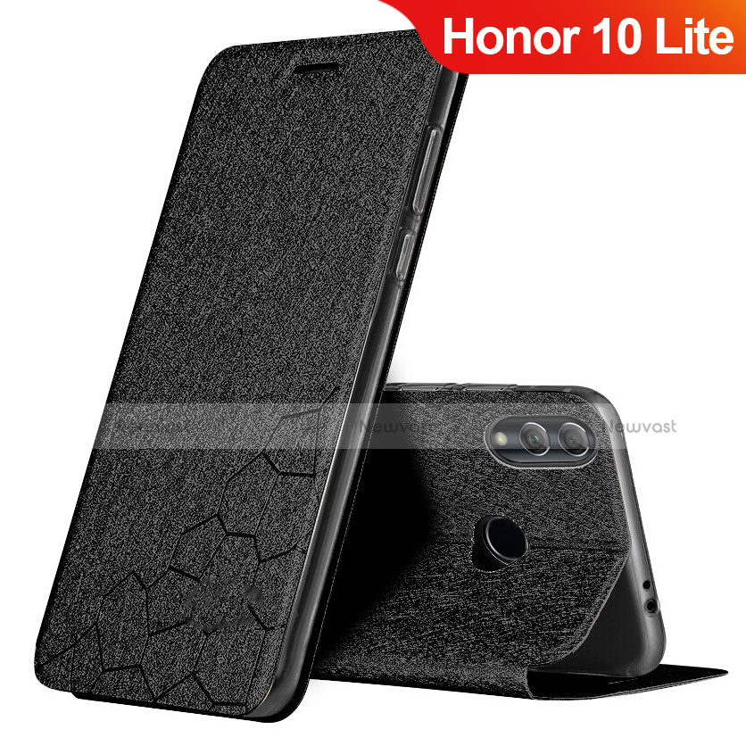 Leather Case Stands Flip Holder Cover for Huawei Honor 10 Lite Black