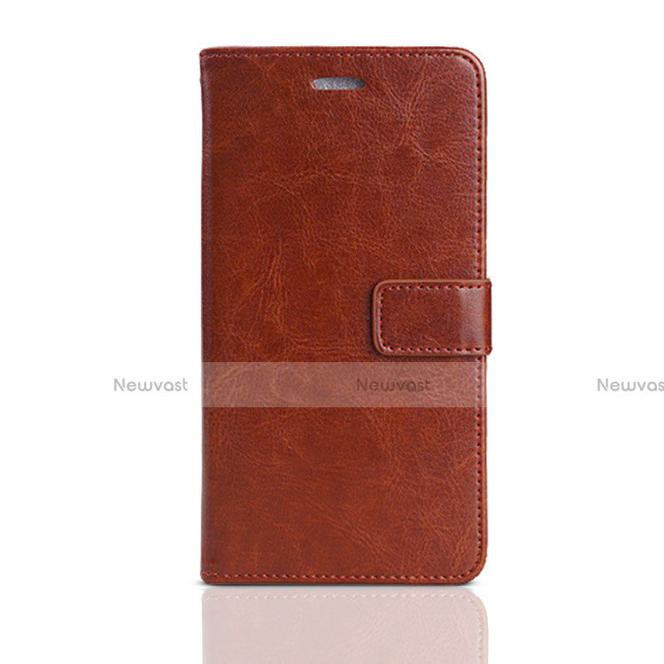 Leather Case Stands Flip Holder Cover for Huawei Honor 7S Brown