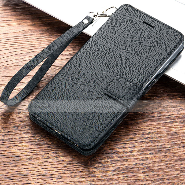 Leather Case Stands Flip Holder Cover for Huawei Honor 8A Black