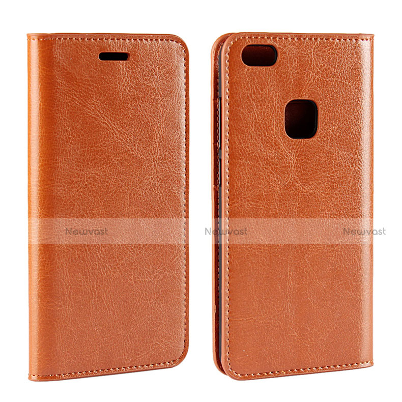 Leather Case Stands Flip Holder Cover for Huawei P10 Lite Orange