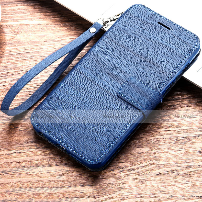 Leather Case Stands Flip Holder Cover for Huawei Y6 (2019) Blue