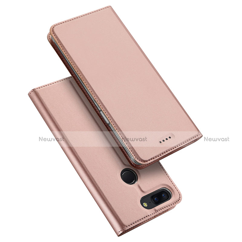 Leather Case Stands Flip Holder Cover for OnePlus 5T A5010 Rose Gold