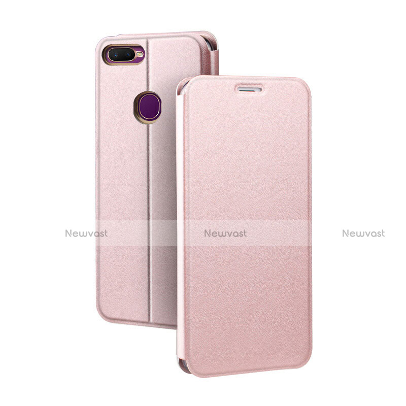 Leather Case Stands Flip Holder Cover for Oppo A7 Rose Gold