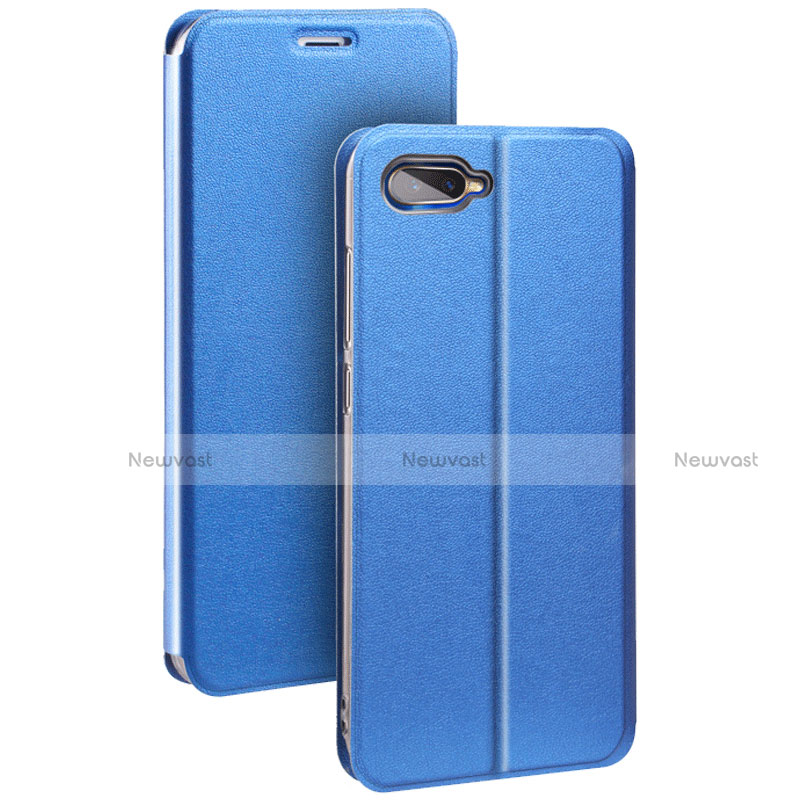Leather Case Stands Flip Holder Cover for Oppo R15X Blue
