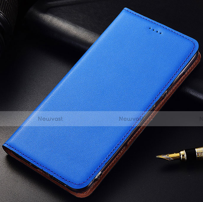 Leather Case Stands Flip Holder Cover for Samsung Galaxy A6s Blue