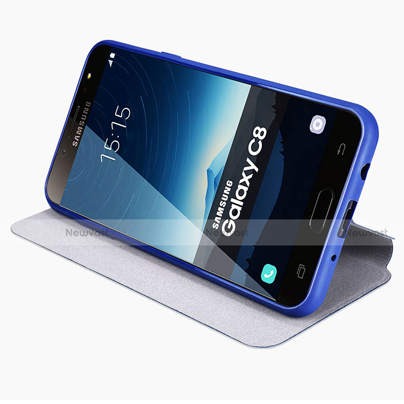 Leather Case Stands Flip Holder Cover for Samsung Galaxy C8 C710F