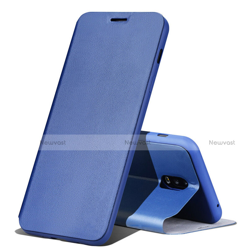 Leather Case Stands Flip Holder Cover for Samsung Galaxy C8 C710F Blue