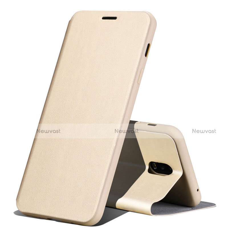 Leather Case Stands Flip Holder Cover for Samsung Galaxy C8 C710F Gold