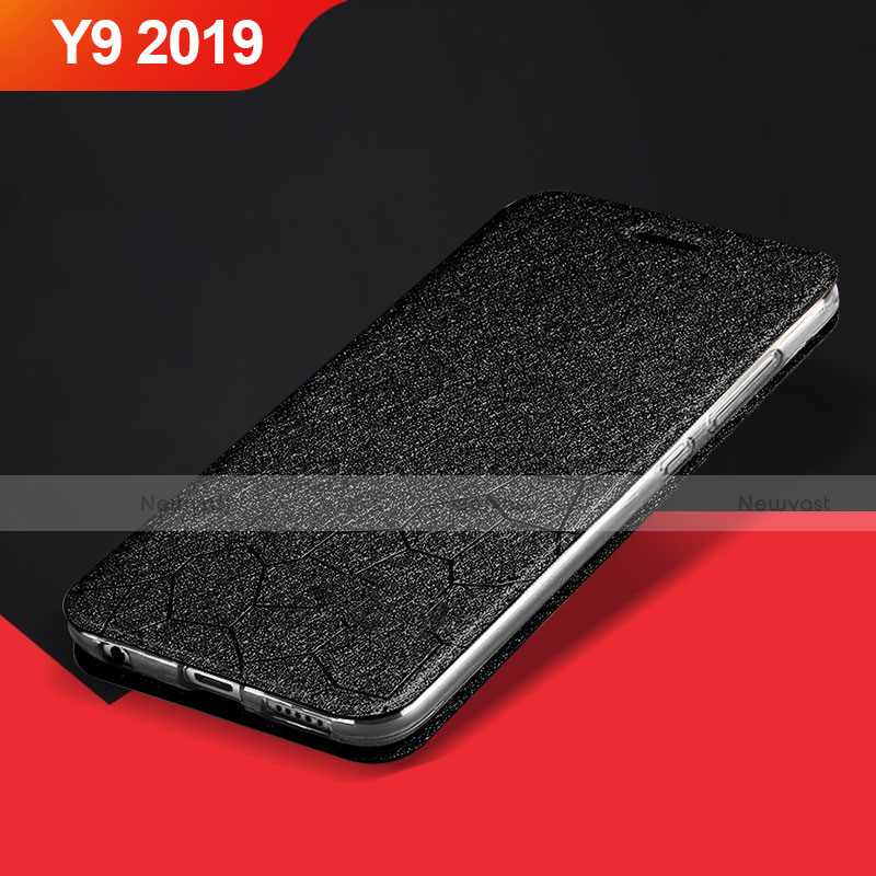 Leather Case Stands Flip Holder Cover L01 for Huawei Y9 (2019) Black