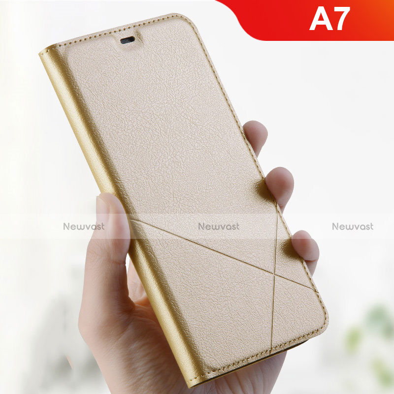 Leather Case Stands Flip Holder Cover L01 for Oppo A7 Gold