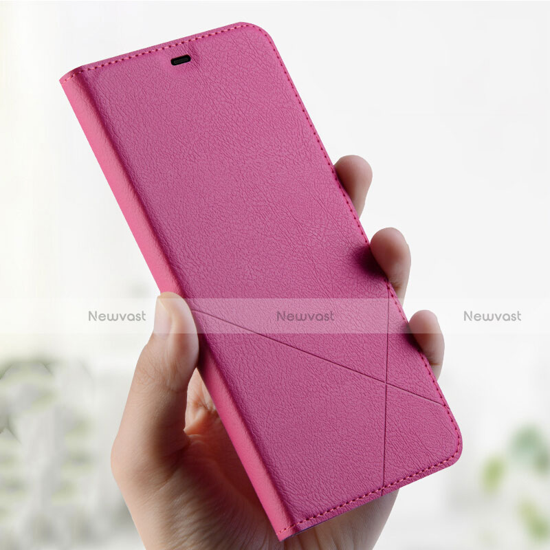 Leather Case Stands Flip Holder Cover L01 for Oppo A7 Hot Pink