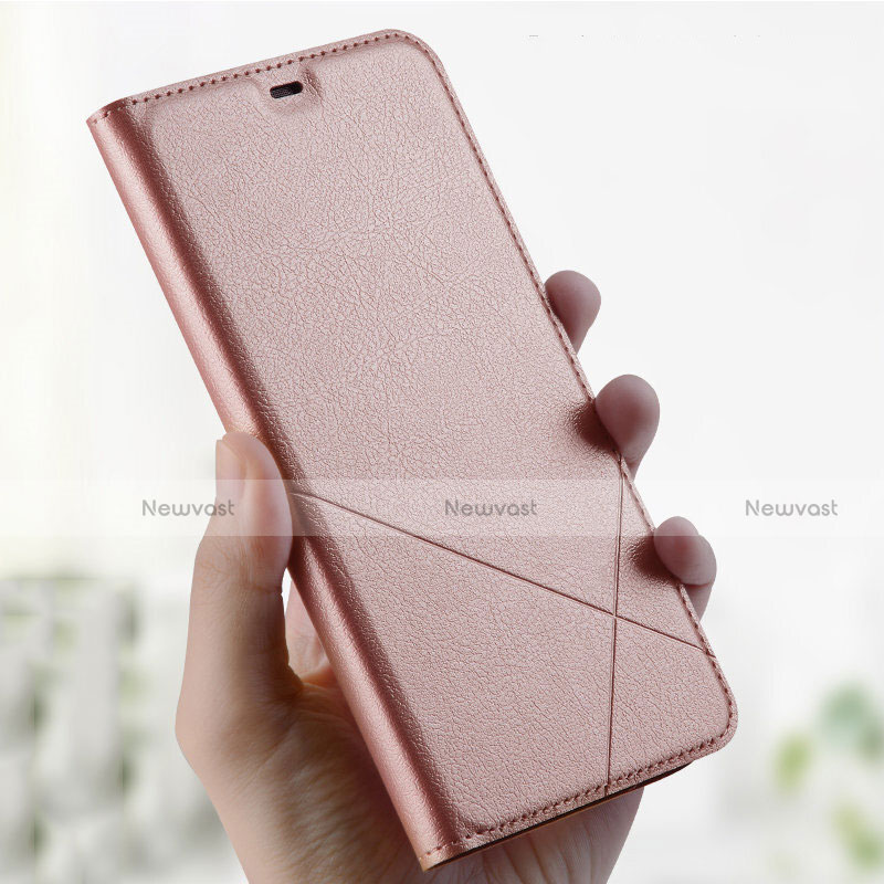 Leather Case Stands Flip Holder Cover L01 for Oppo A7 Rose Gold