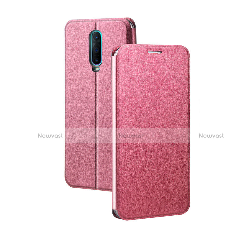 Leather Case Stands Flip Holder Cover L01 for Oppo R17 Pro Red