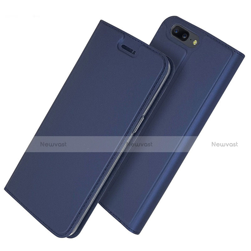 Leather Case Stands Flip Holder Cover L03 for OnePlus 5T A5010 Blue