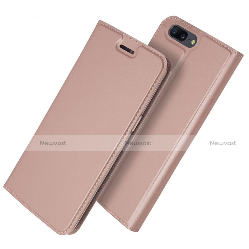 Leather Case Stands Flip Holder Cover L03 for OnePlus 5T A5010 Rose Gold