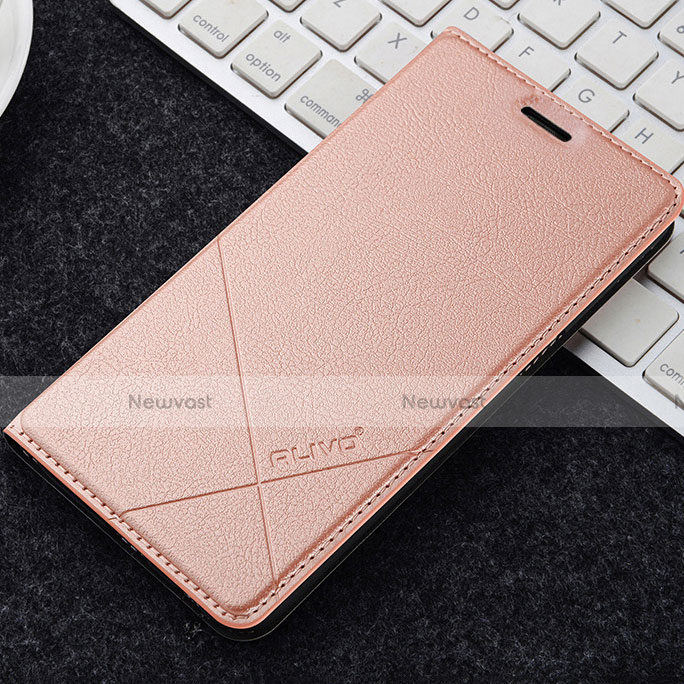 Leather Case Stands Flip Holder Cover L04 for OnePlus 5T A5010 Rose Gold