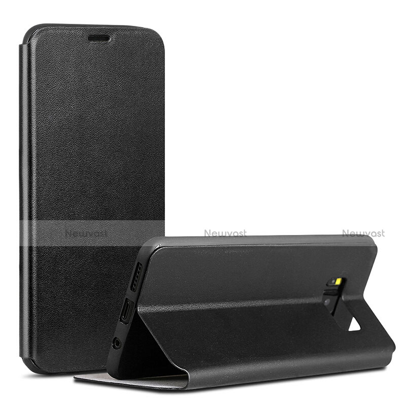 Leather Case Stands Flip Holder Cover P01 for Samsung Galaxy S8 Black