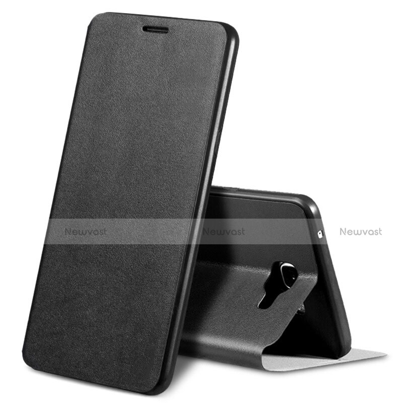 Leather Case Stands Flip Holder Cover S01 for Samsung Galaxy A9 (2016) A9000 Black