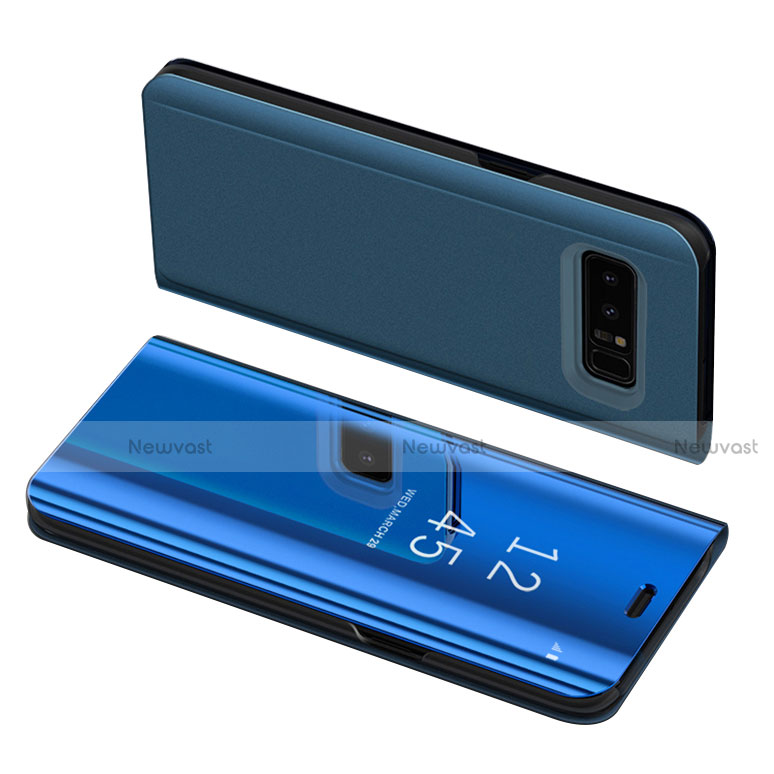 Leather Case Stands Flip Holder Cover S01 for Samsung Galaxy Note 8 Blue