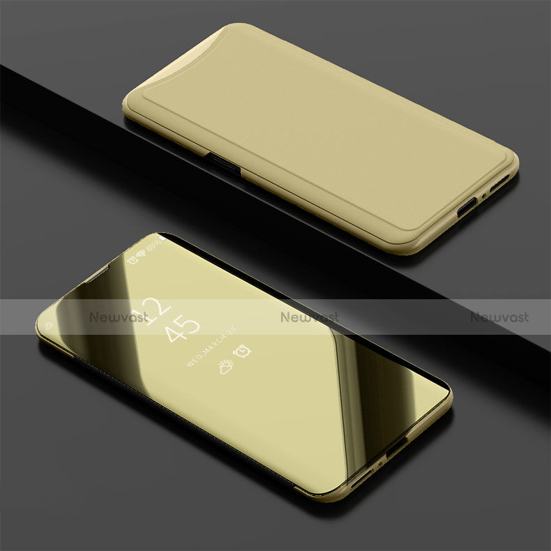 Leather Case Stands Flip Holder Mirror Cover for Oppo Find X Gold