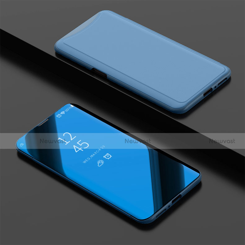 Leather Case Stands Flip Holder Mirror Cover for Oppo Find X Sky Blue