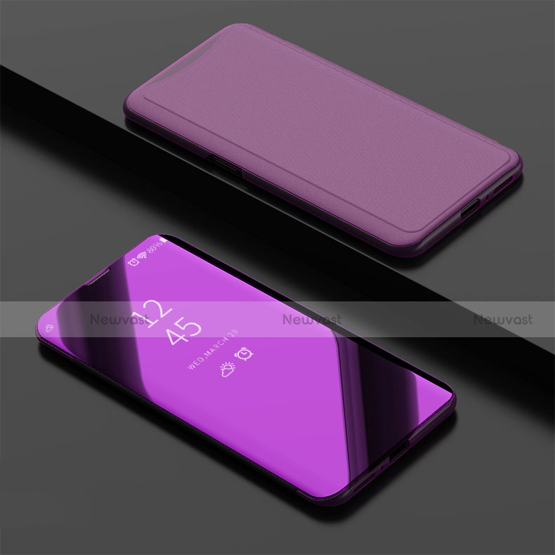 Leather Case Stands Flip Holder Mirror Cover for Oppo Find X Super Flash Edition Purple