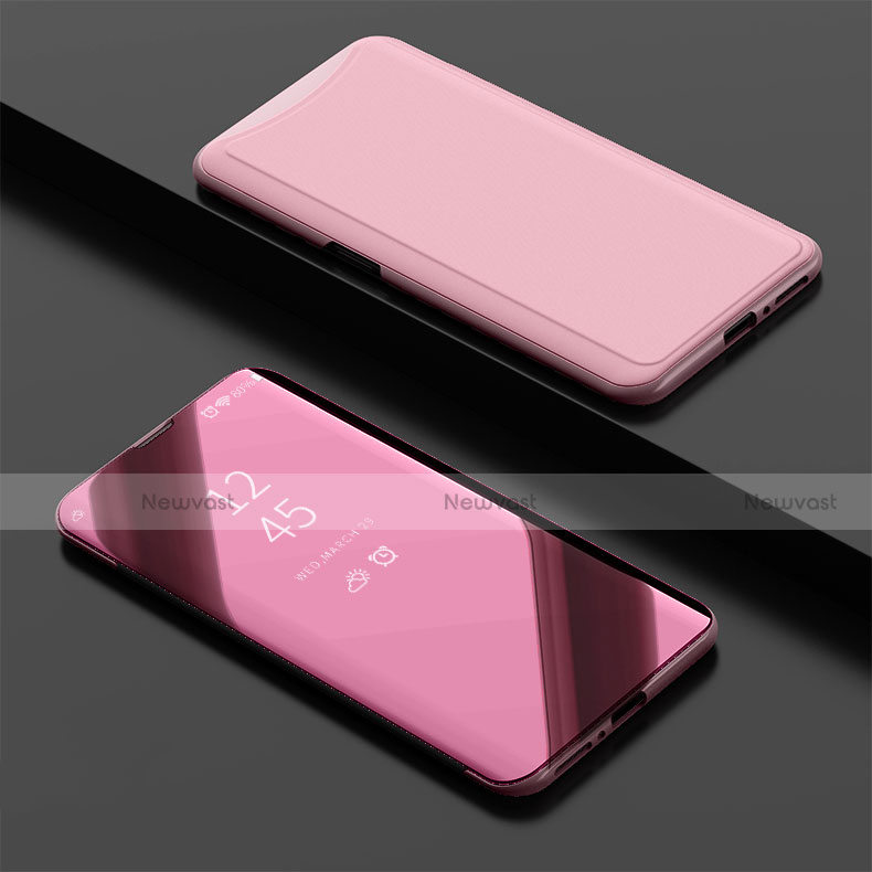 Leather Case Stands Flip Holder Mirror Cover for Oppo Find X Super Flash Edition Rose Gold