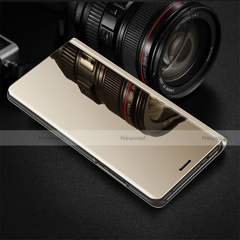 Leather Case Stands Flip Holder Mirror Cover for Oppo R17 Pro Gold