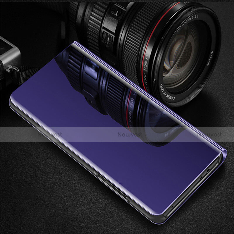 Leather Case Stands Flip Holder Mirror Cover for Oppo R17 Pro Purple