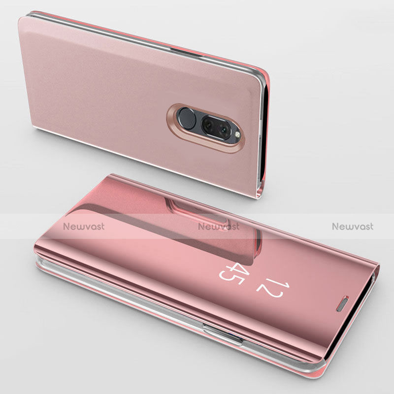 Leather Case Stands Flip Mirror Cover Holder for Huawei G10 Rose Gold