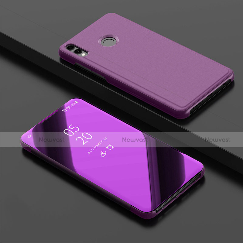 Leather Case Stands Flip Mirror Cover Holder for Huawei Honor 10 Lite Purple