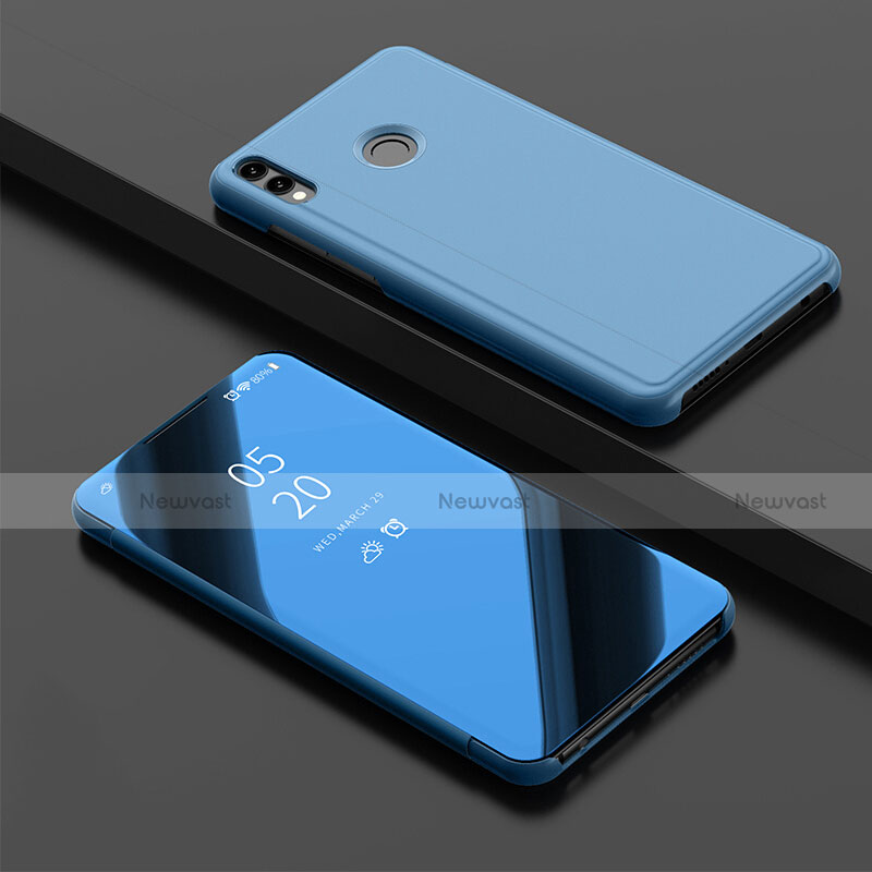 Leather Case Stands Flip Mirror Cover Holder for Huawei Honor 10 Lite Sky Blue