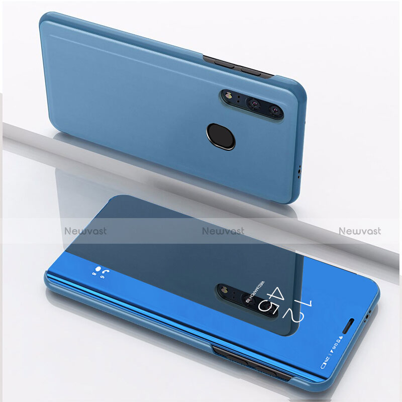 Leather Case Stands Flip Mirror Cover Holder for Huawei Honor 20E Blue