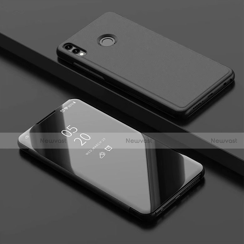 Leather Case Stands Flip Mirror Cover Holder for Huawei Honor 8X Black