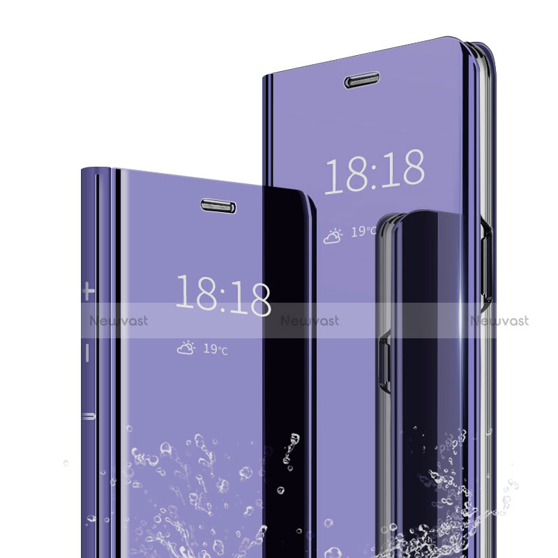 Leather Case Stands Flip Mirror Cover Holder for Huawei Honor 9 Lite Purple