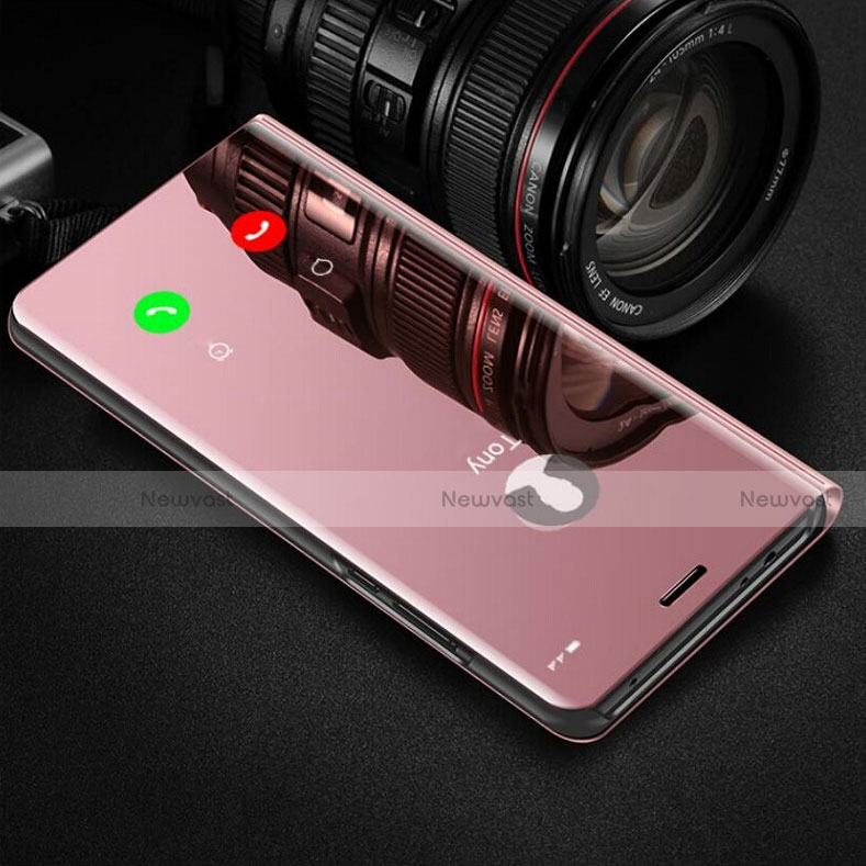 Leather Case Stands Flip Mirror Cover Holder for Huawei Honor View 30 5G Rose Gold