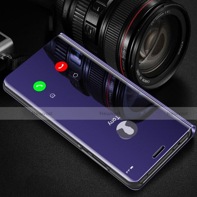 Leather Case Stands Flip Mirror Cover Holder for Huawei Honor View 30 Pro 5G Purple