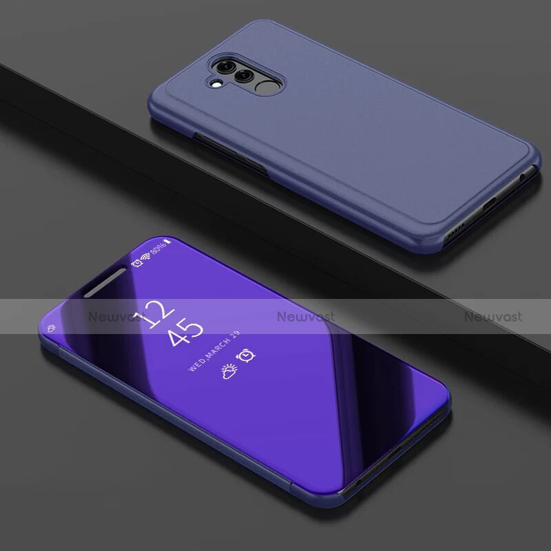 Leather Case Stands Flip Mirror Cover Holder for Huawei Mate 20 Lite Purple