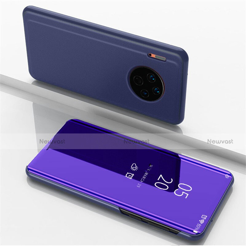 Leather Case Stands Flip Mirror Cover Holder for Huawei Mate 30 5G Purple