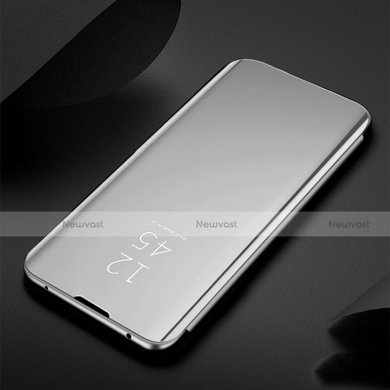 Leather Case Stands Flip Mirror Cover Holder for Huawei Nova 6 5G Silver