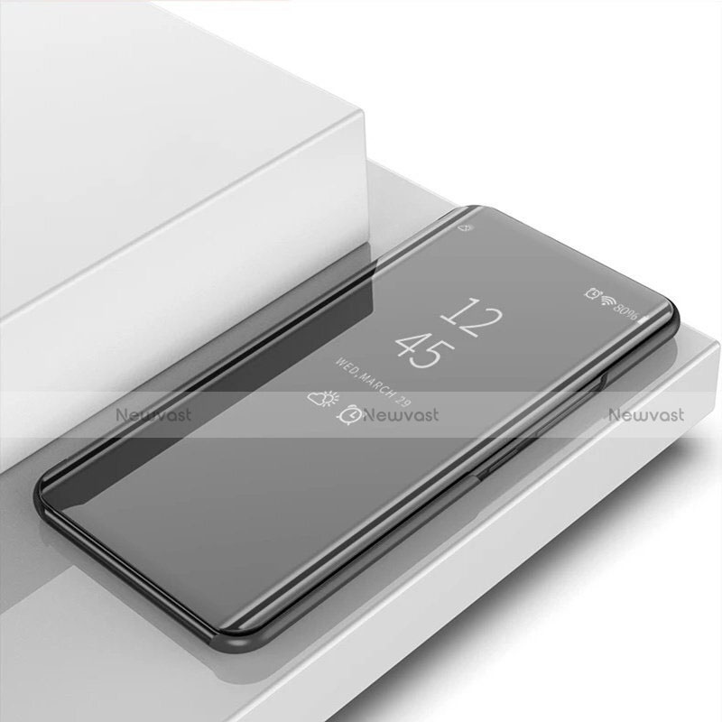 Leather Case Stands Flip Mirror Cover Holder for Huawei Nova 8 Pro 5G Black