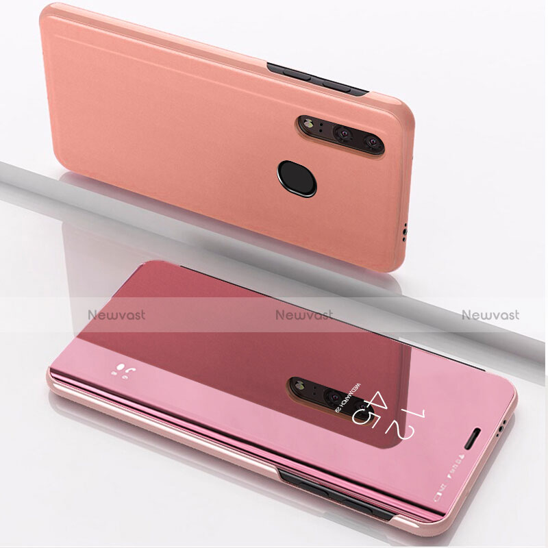 Leather Case Stands Flip Mirror Cover Holder for Huawei P Smart+ Plus (2019) Rose Gold